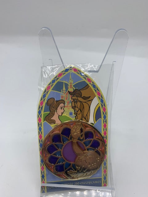 Beauty and the Beast Paris Feather Duster Stained Glass LE 400 Disney Pin