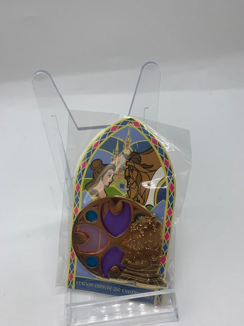 Beauty and the Beast Paris Cogsworth Stained Glass LE 400 Disney Pin