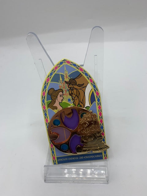 Beauty and the Beast Paris Cogsworth Stained Glass LE 400 Disney Pin