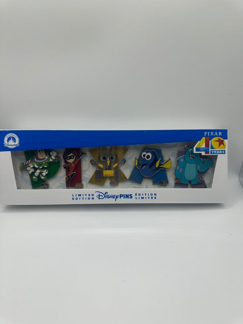 Disney Parks Pixar 40th Anniversary 5 Pin box set LE 1000 J